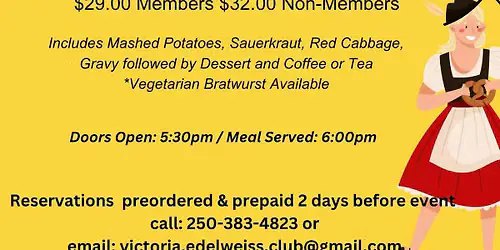 Schnitzel & Bratwurst Night at The Edelweiss Club