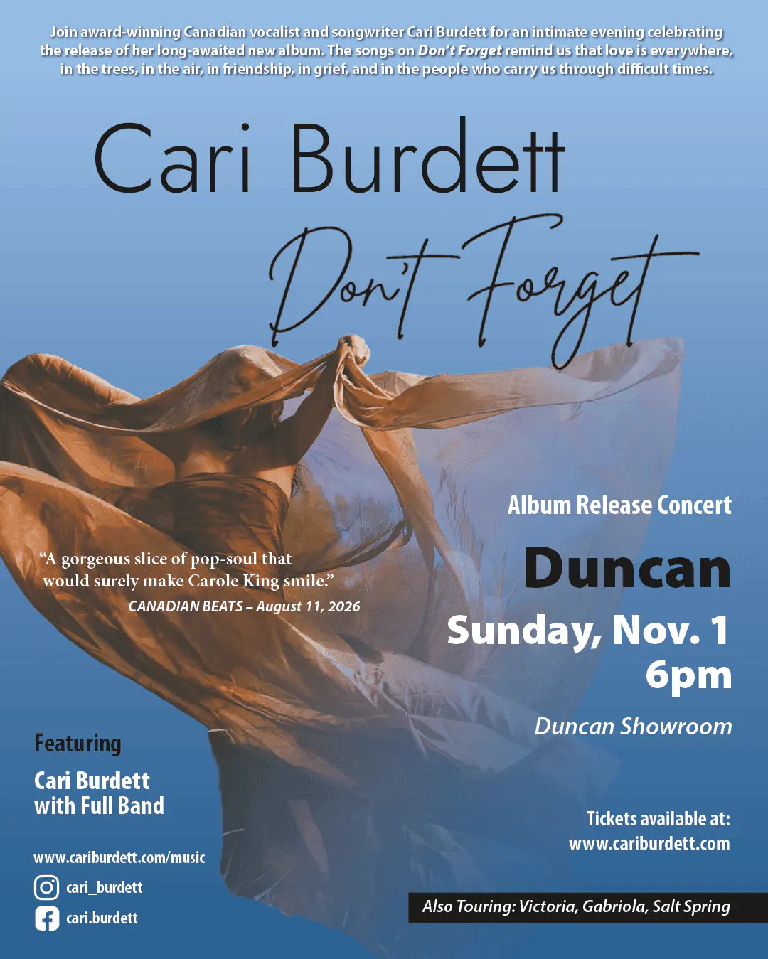 Cari Burdett Don’t Forget Album Release Concert